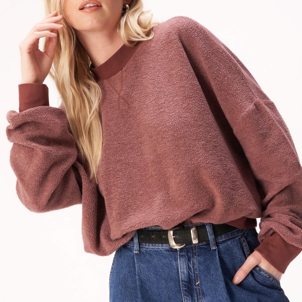 Project Social T Dover Mock Neck Fleece Sweatshirt - Spiced Copper Size L